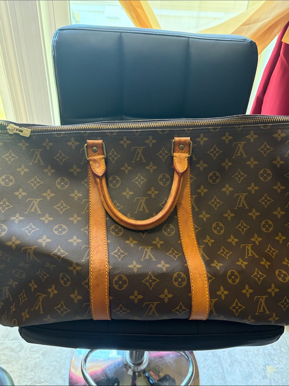 Louis Vuitton Monogram Canvas Duffel with Tan Leather Handles - Picture 3 of 6